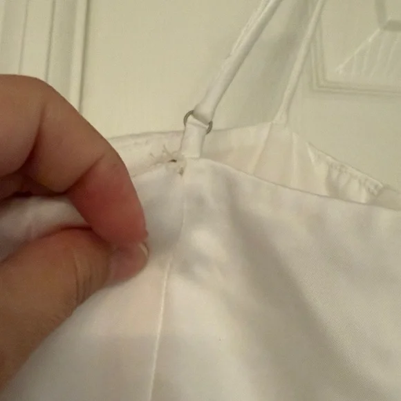 White satin midi dress with hem decoration - Picture 11 of 12